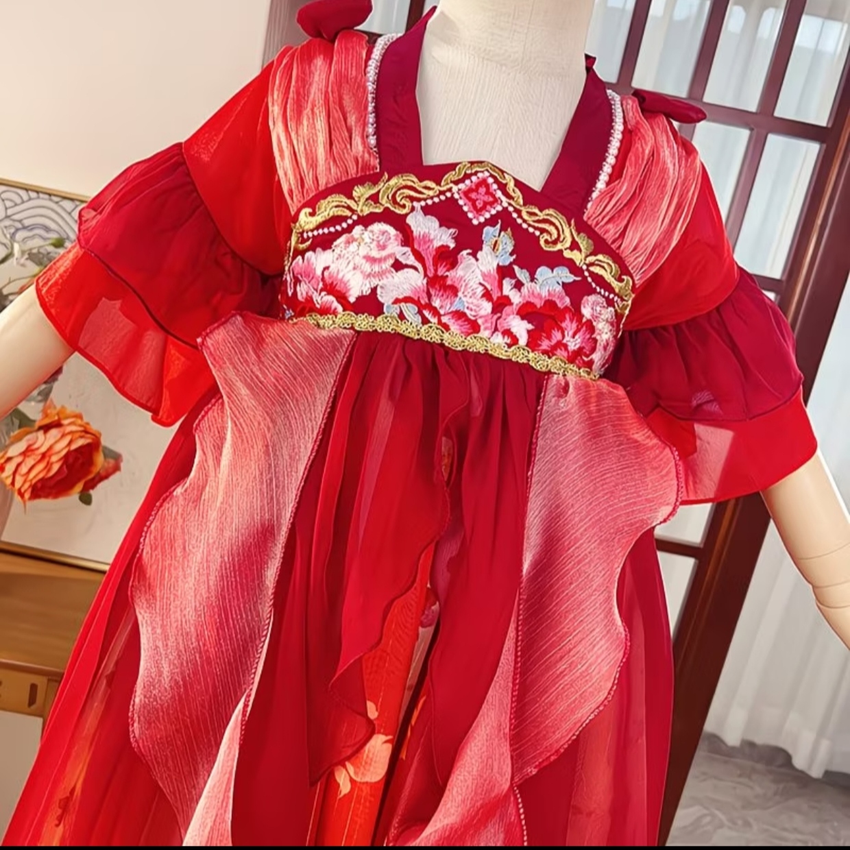 Peony Fairy (Red) Kids Hanfu Dress thumbnail 3