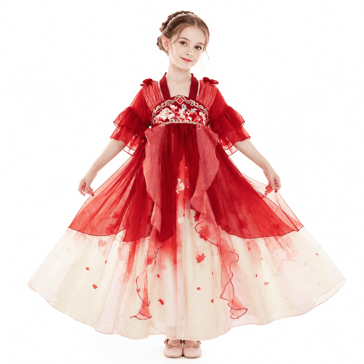 Peony Fairy (Red) Kids Hanfu Dress from the Kids Hanfu collection