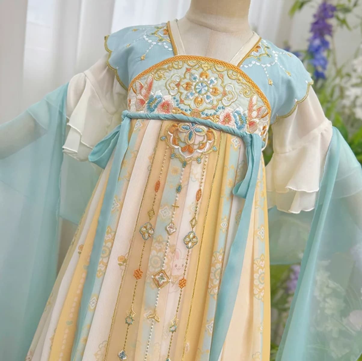 Chrysanthemum Fairy (Lake Blue) Kids Hanfu Dress thumbnail 3