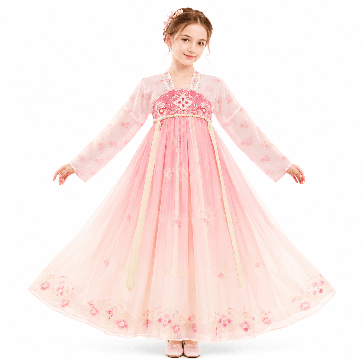 Peach Fairy (Pink) (Long Sleeve) Kids Hanfu Dress