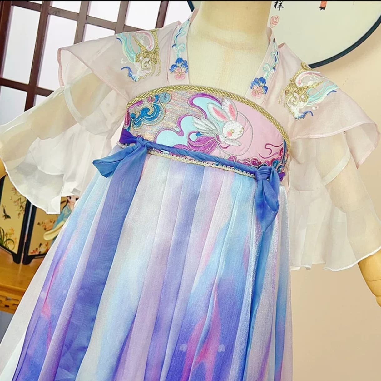Tiangong Rabbit (Blue) Kids Hanfu Dress thumbnail 3
