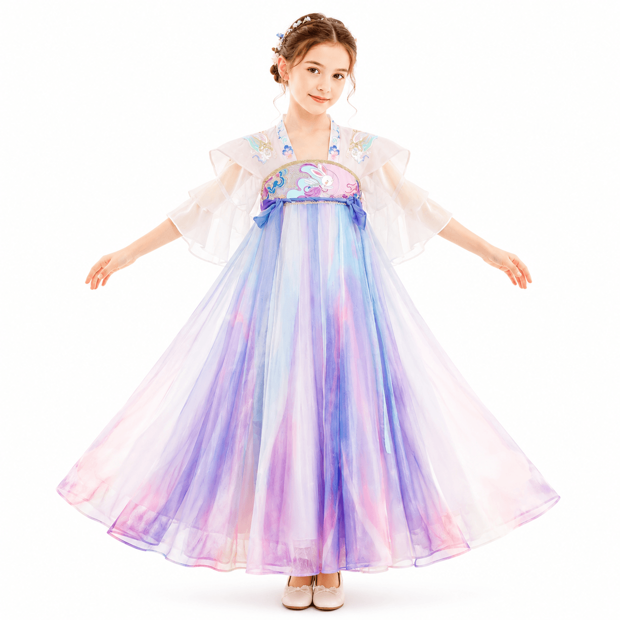 Tiangong Rabbit (Blue) Kids Hanfu Dress