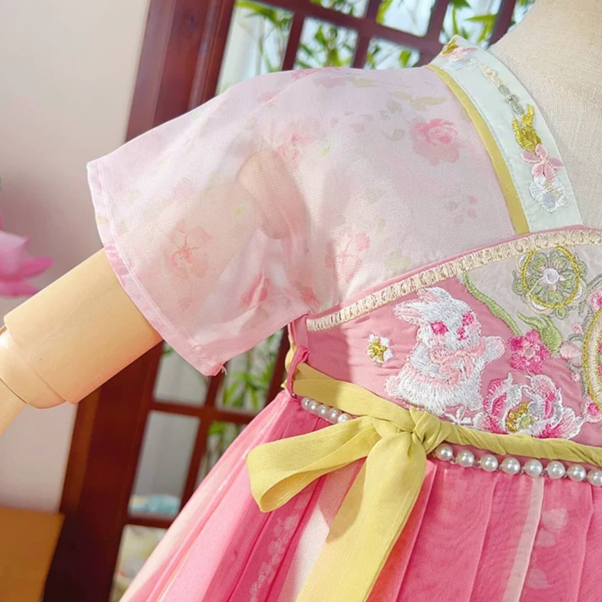 Rabbit Elf (Pink) Kids Hanfu Dress thumbnail 4