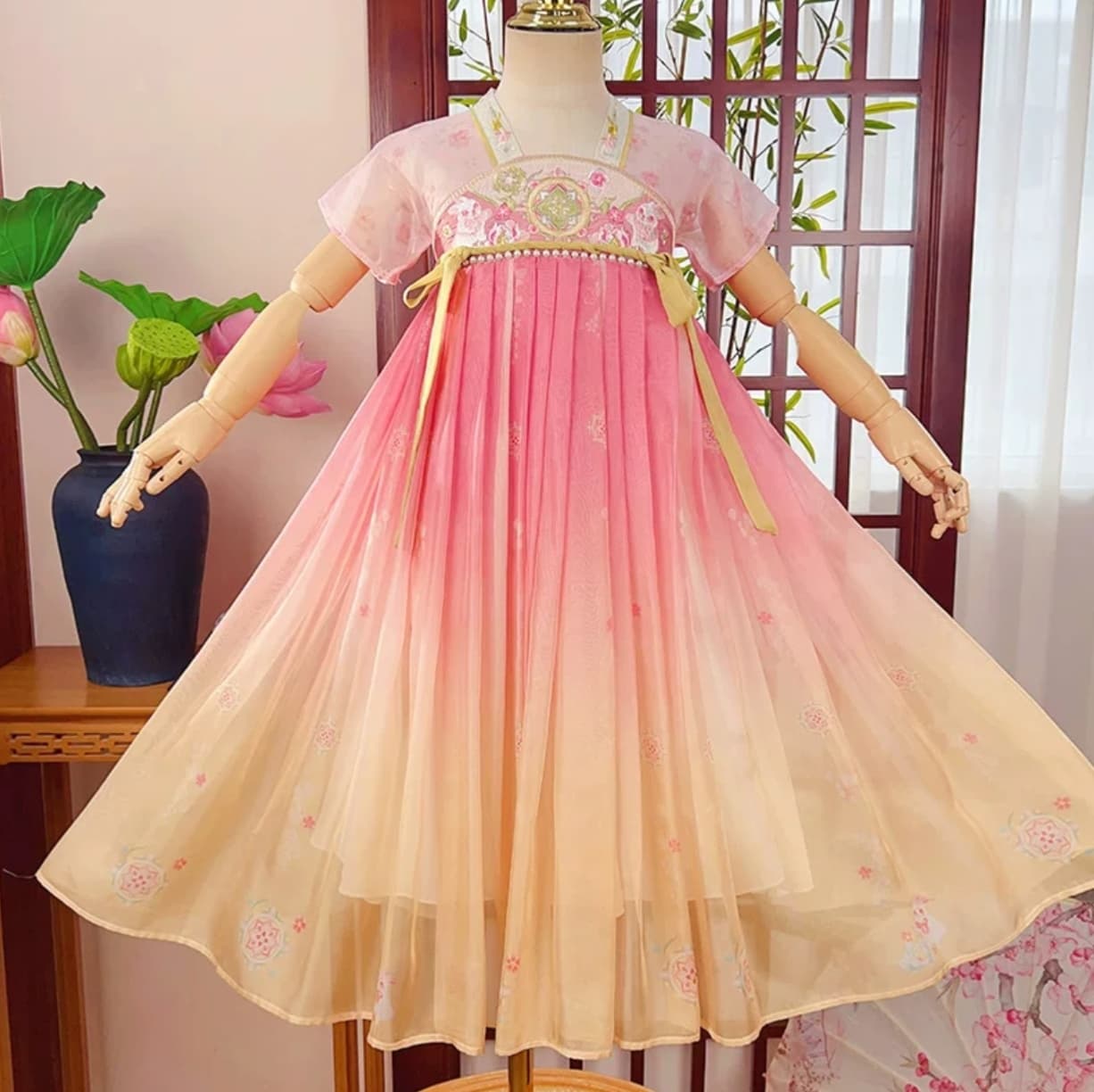 Rabbit Elf (Pink) Kids Hanfu Dress alternate view