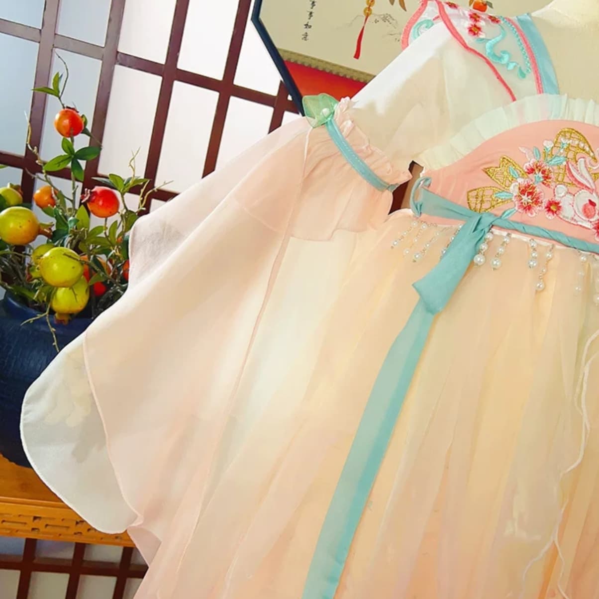 Moon Rabbit (Pink) Kids Hanfu Dress thumbnail 4