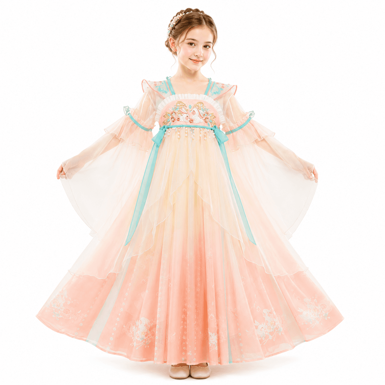 Moon Rabbit (Pink) Kids Hanfu Dress