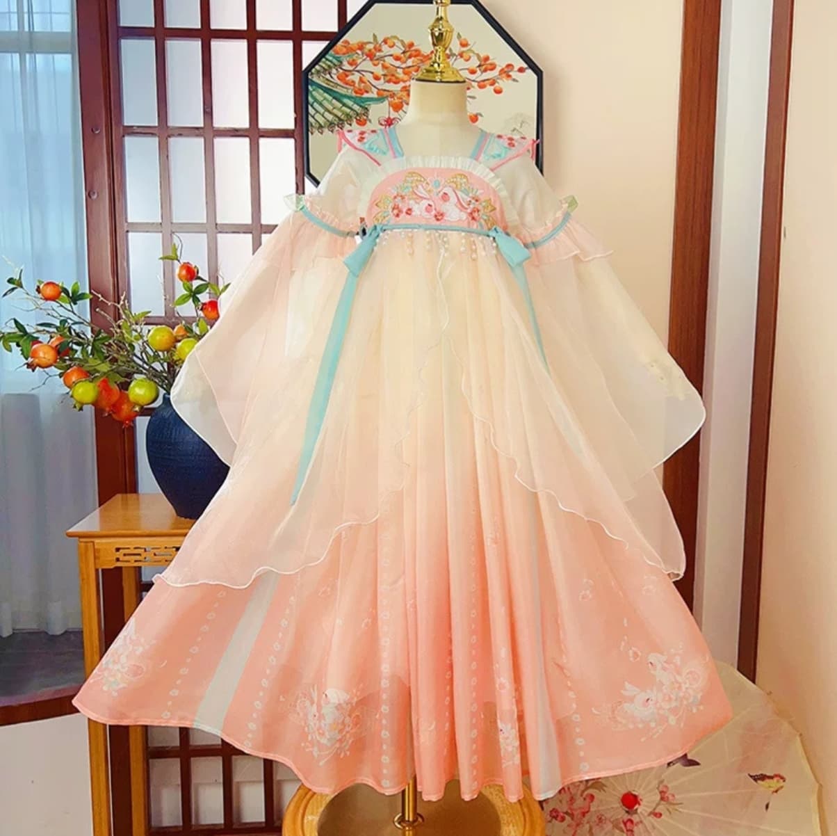 Moon Rabbit (Pink) Kids Hanfu Dress alternate view