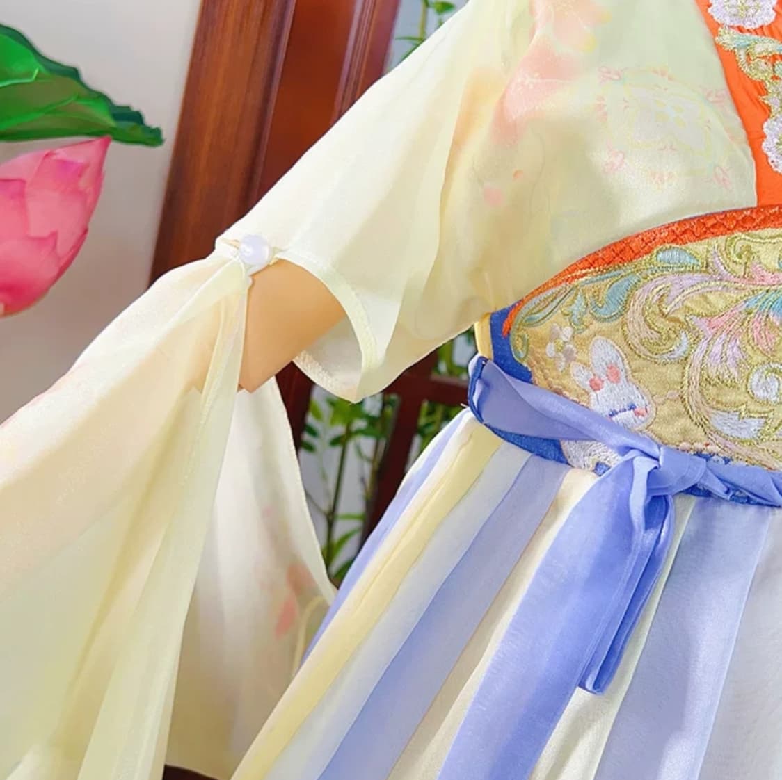 Tang Pattern (Purple Yellow) Kids Hanfu Dress thumbnail 4