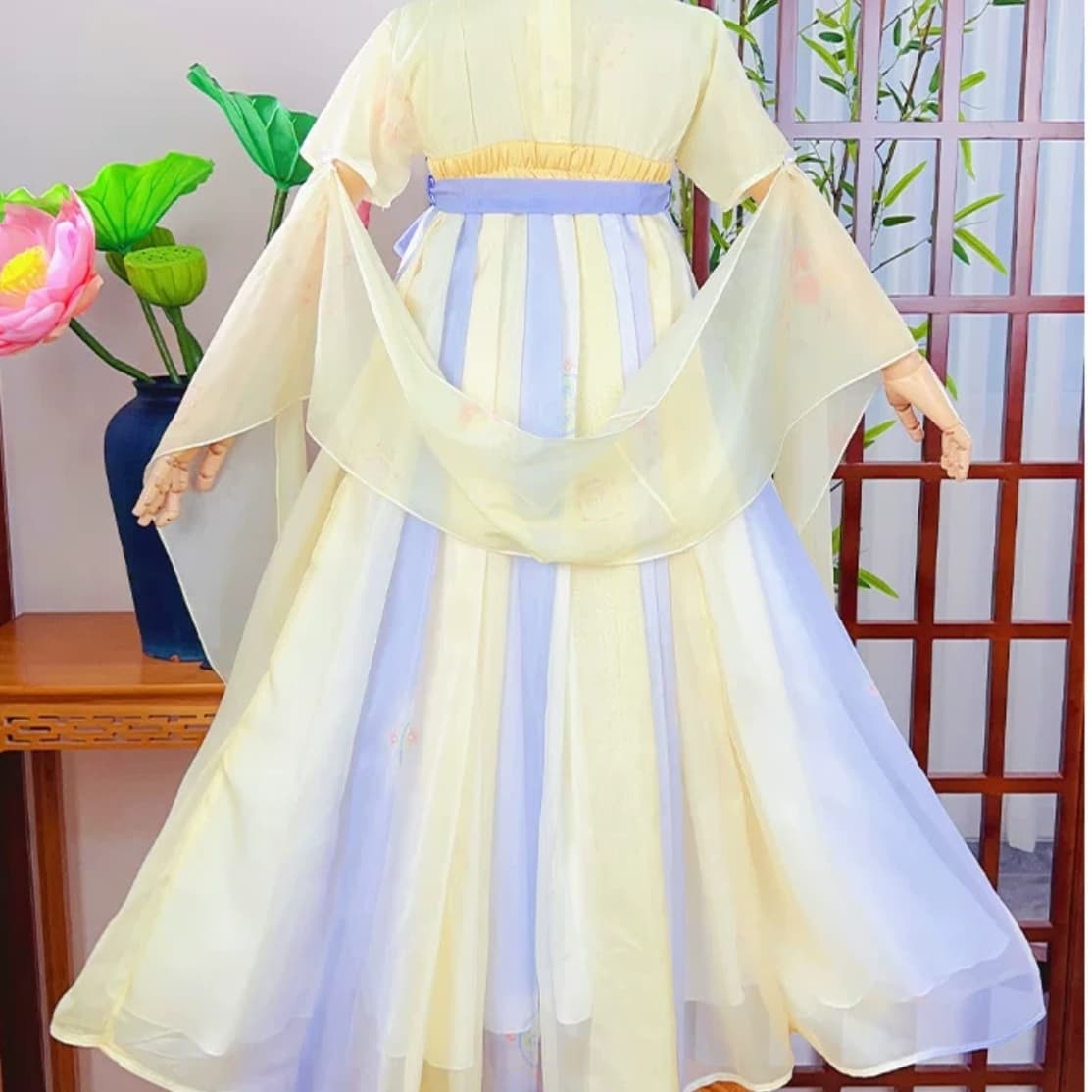 Tang Pattern (Purple Yellow) Kids Hanfu Dress thumbnail 5