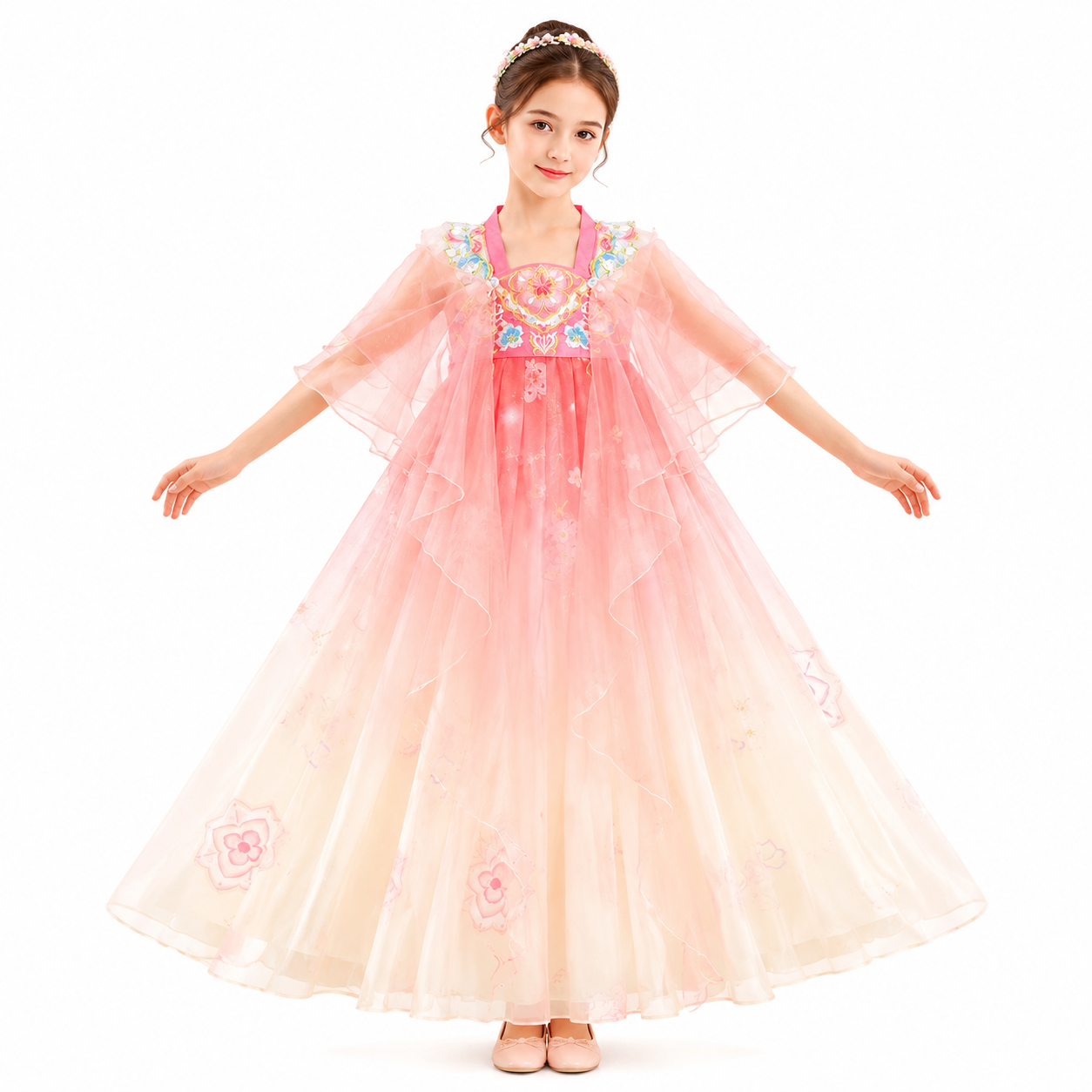 Flower Fairy (Pink) Kids Hanfu Dress