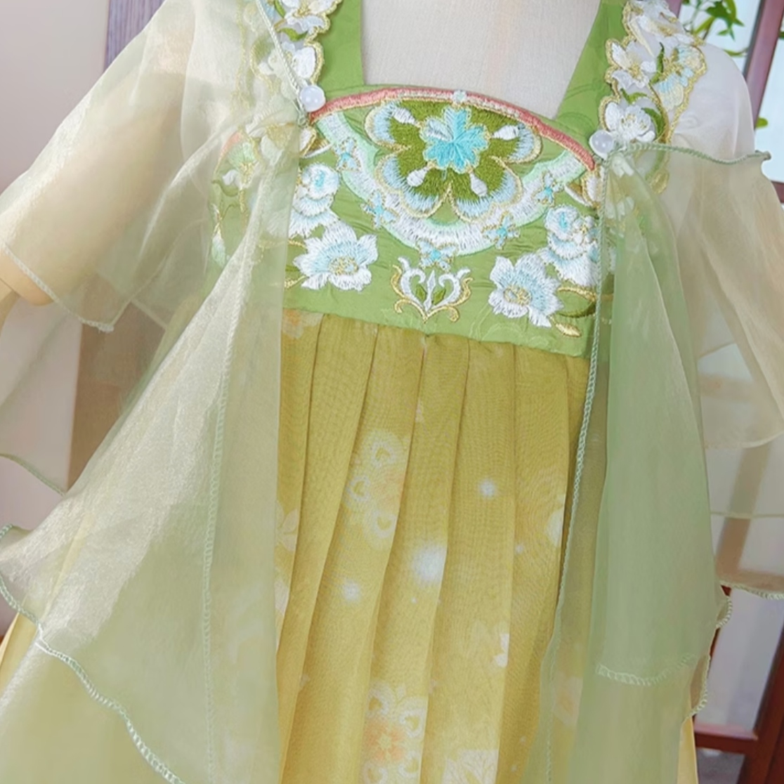 Flower Fairy (Green) Kids Hanfu Dress thumbnail 3
