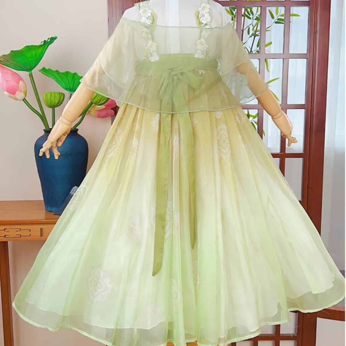 Flower Fairy (Green) Kids Hanfu Dress thumbnail 5