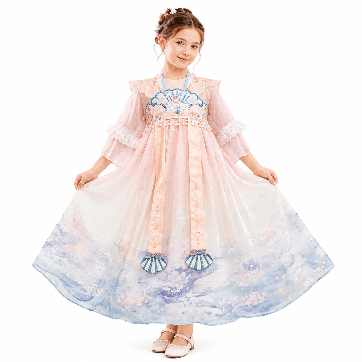 Butterfly Love Flower (Pink) Kids Hanfu Dress