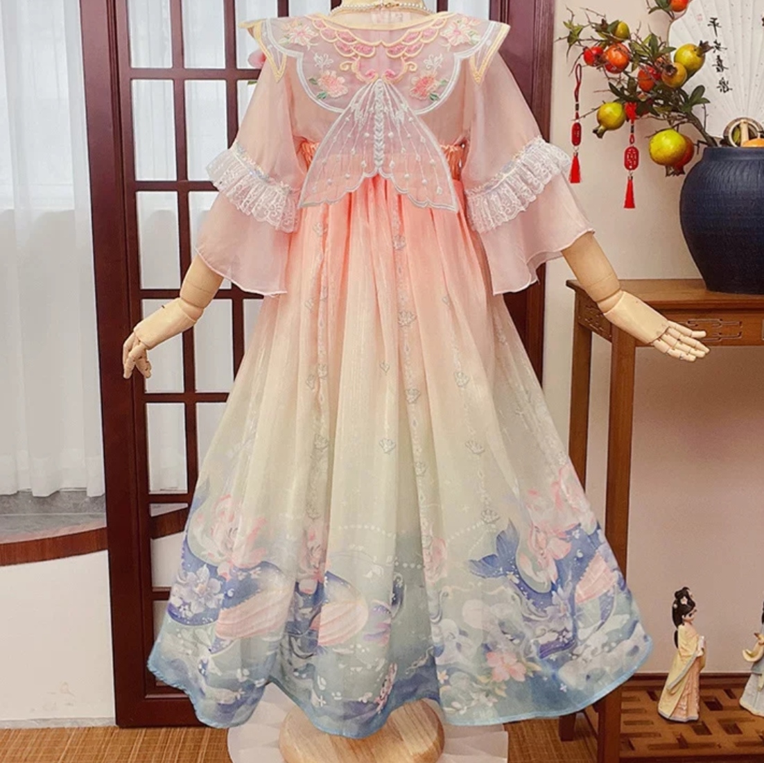 Butterfly Love Flower (Pink) Kids Hanfu Dress thumbnail 5