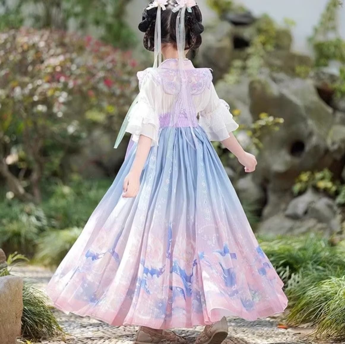 Butterfly Love Flower (Purple) Kids Hanfu Dress thumbnail 5