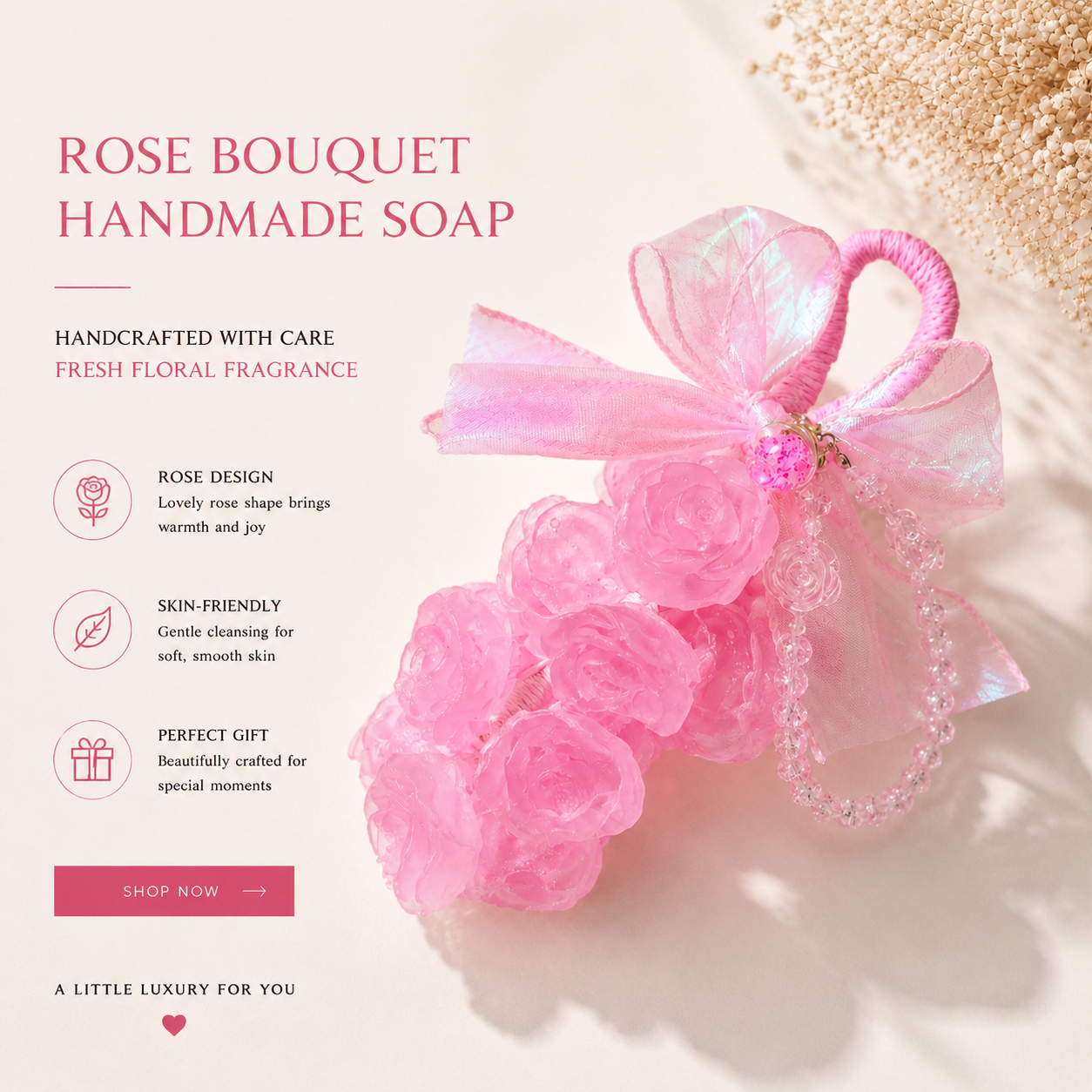 Pink Rose Bouquet Artisan Soap thumbnail 3