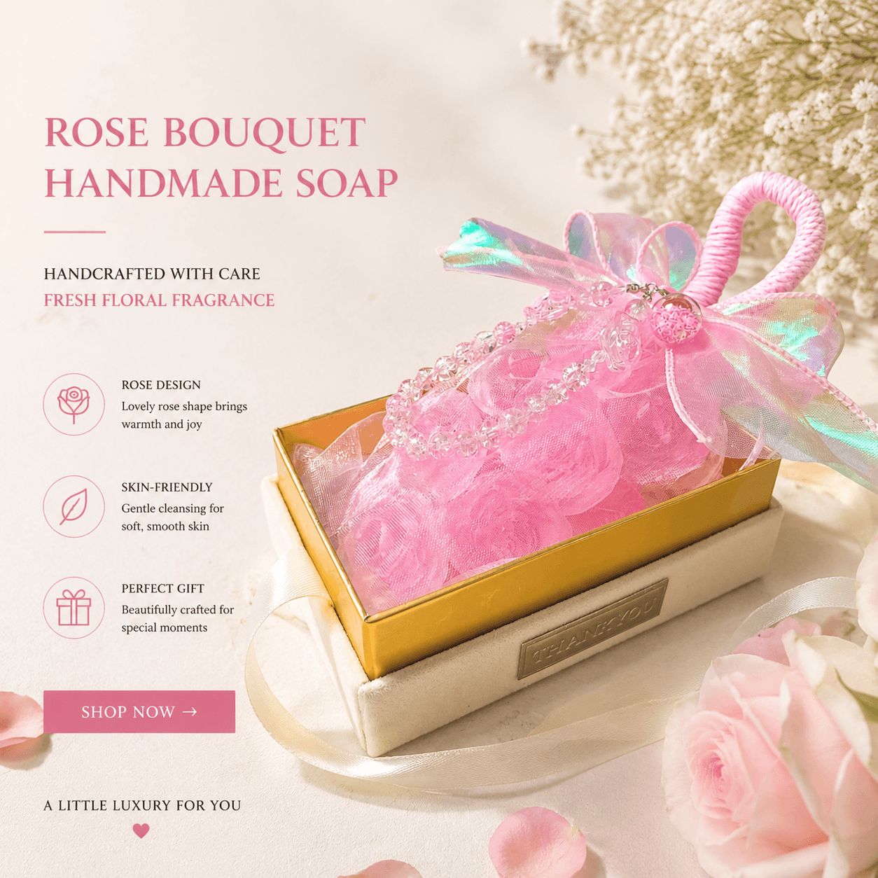 Pink Rose Bouquet Artisan Soap alternate view
