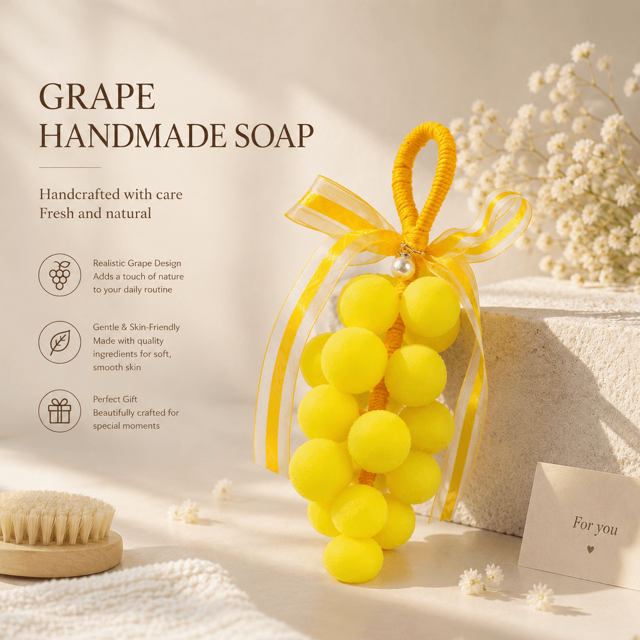 Yellow Grape Cluster Artisan Soap alternate view