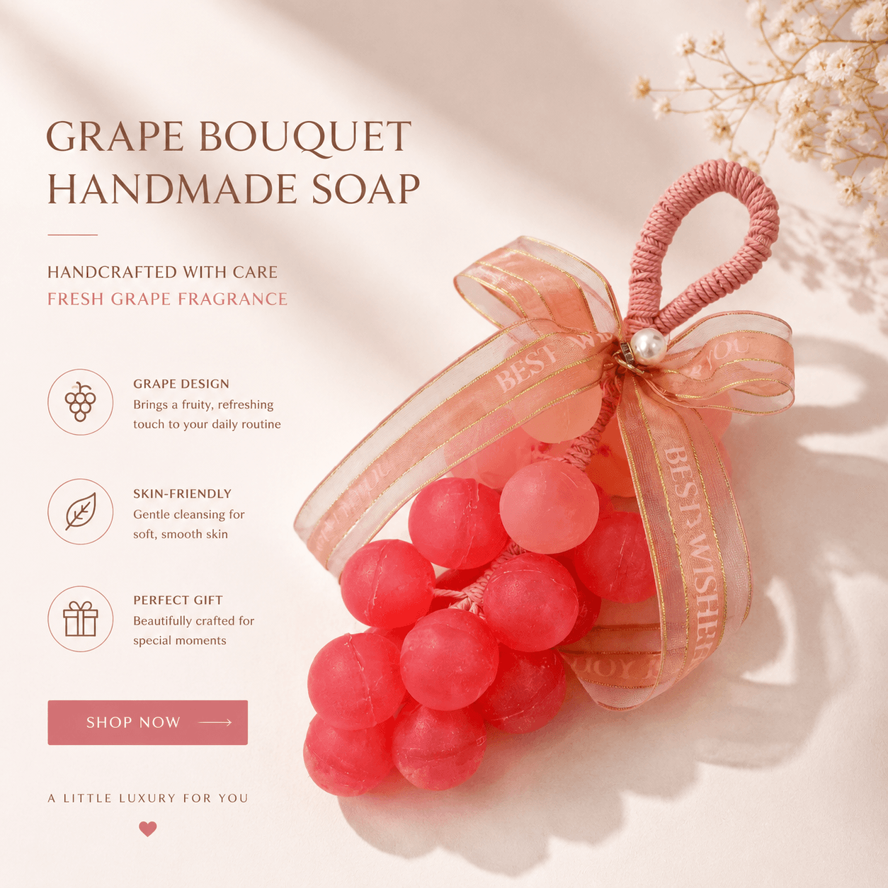 Gradient Pink Grape Cluster Artisan Soap alternate view