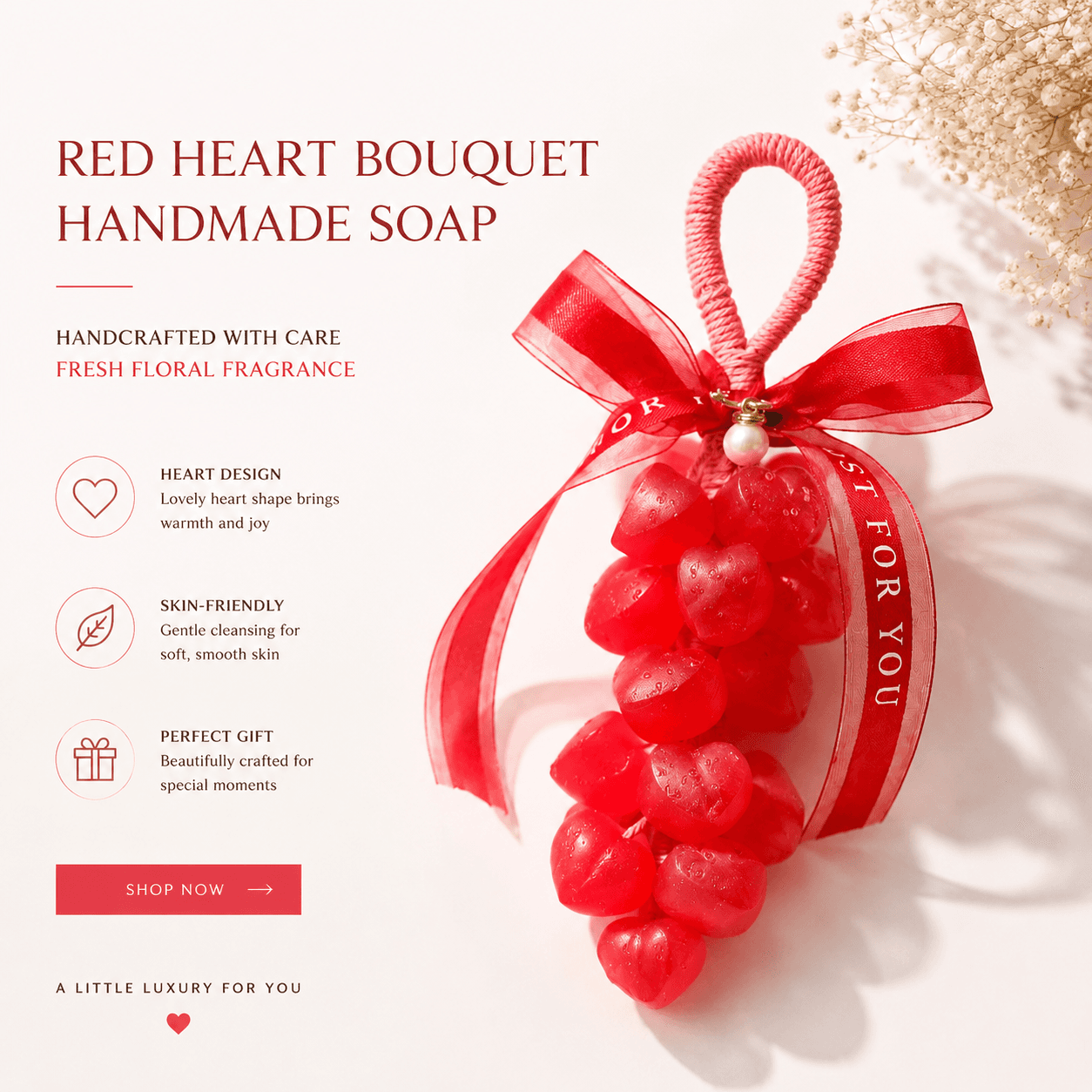 Red Heart Cluster Artisan Soap alternate view